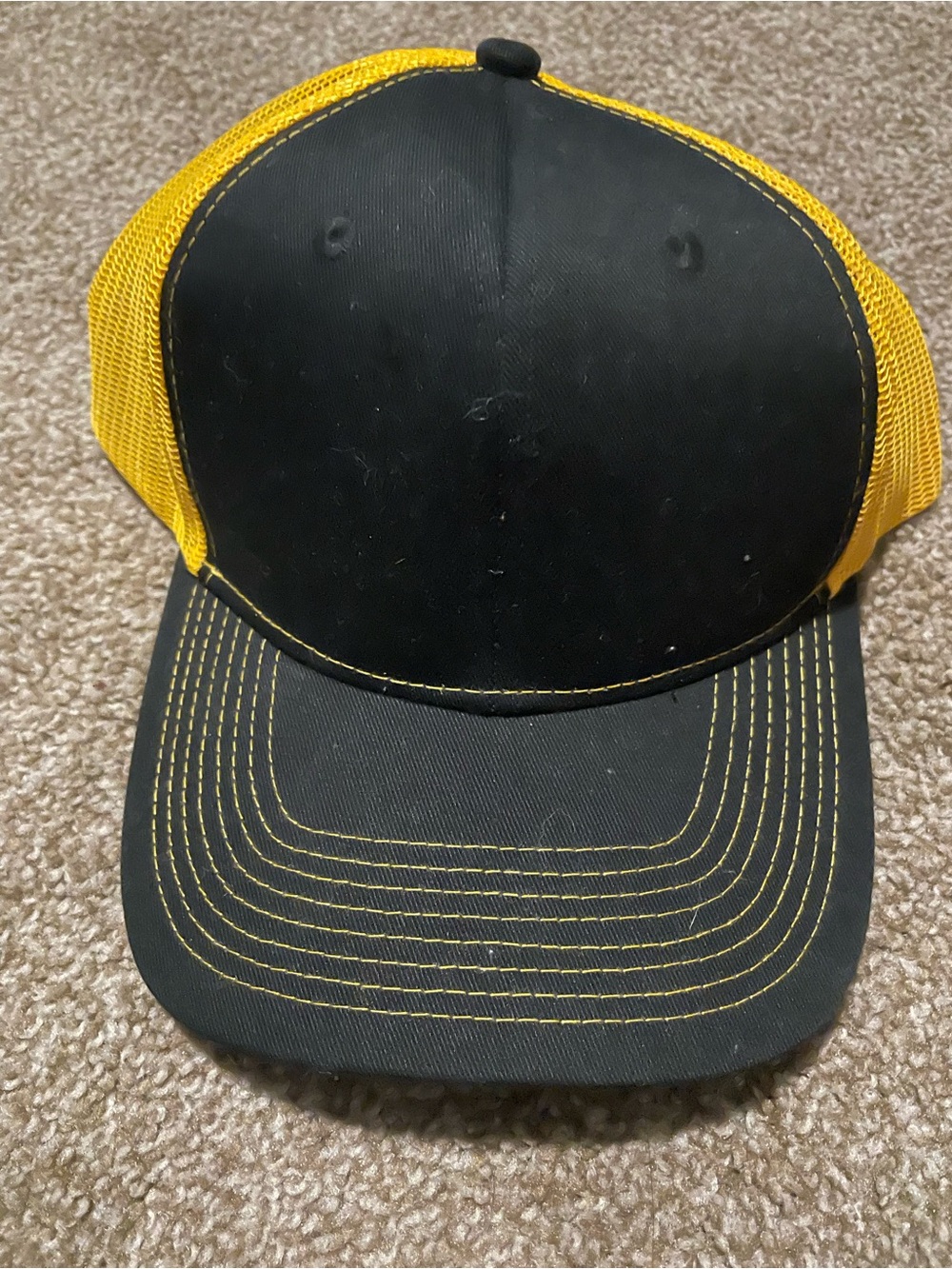 Men's Black and Yellow Mesh Baseball Cap - Adjustable Trucker Style